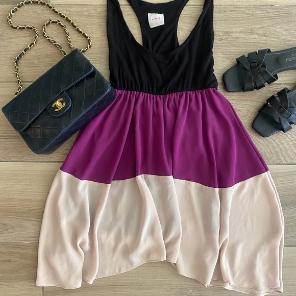 Black Purple Nude Asymmetrical dress - Picture 2 of 6